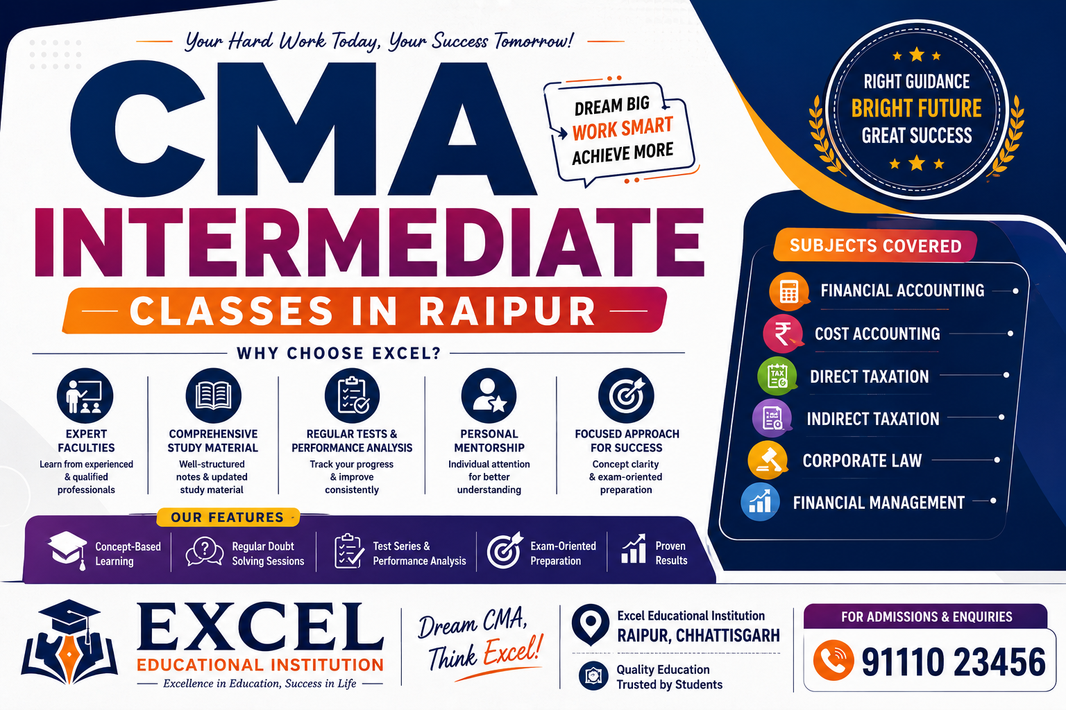 CMA Intermediate Classes in Raipur | Excel Educational Institution
